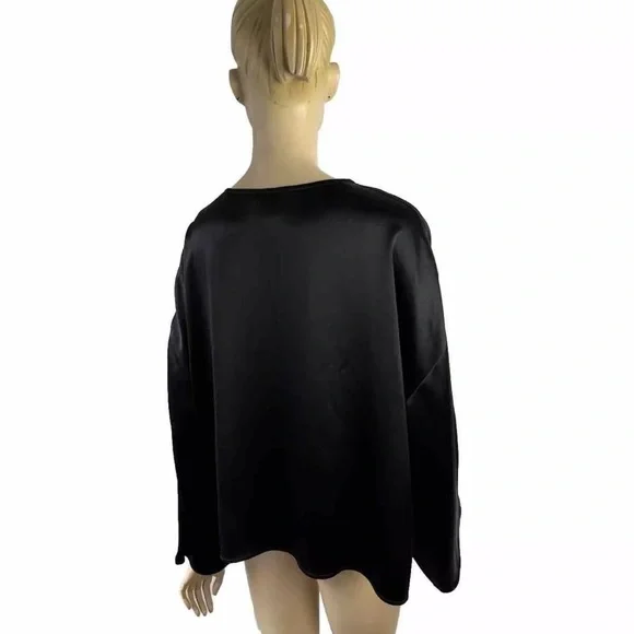 Zoran minimalist black silk dolman sleeves blouse one size